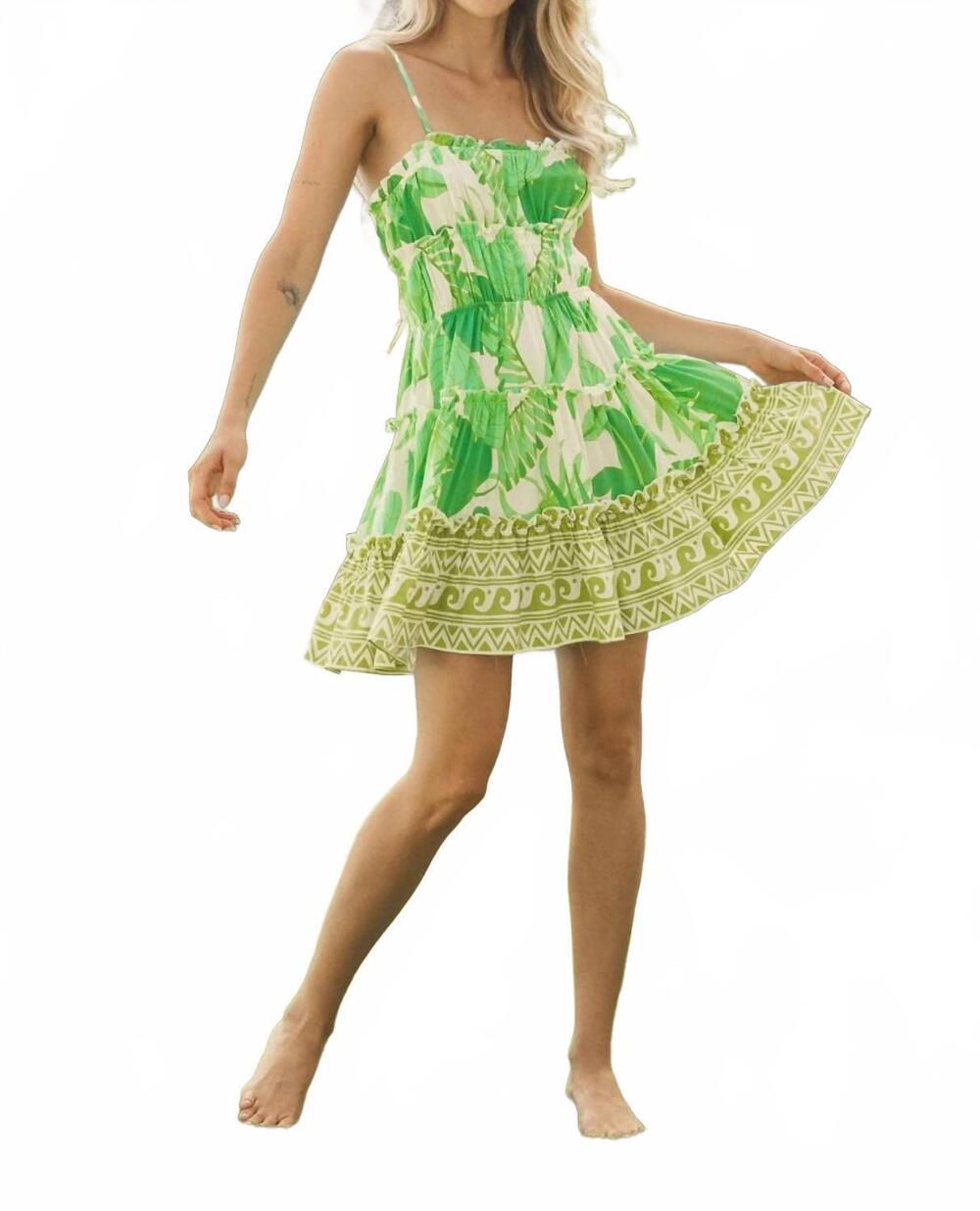 NEW JAASE palmetto print wilde mini dress in green